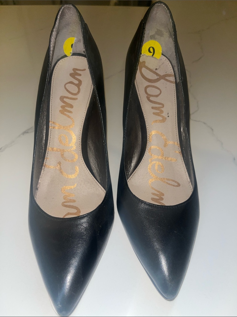 Sam Edelman Black Pointed-Toe Leather Pumps